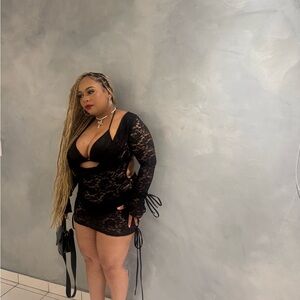 Black Lace Cutout Mini Dress